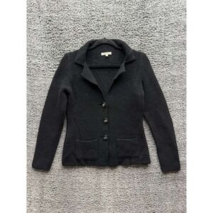 Cocogio Wool Blend Three-Button Blazer Cardigan Sweater‎ Black Womens Size S